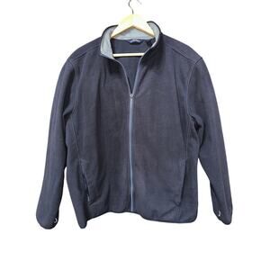 Lands End Men’s Fleece Full Zip Jacket Navy Large Hiking Camping Outdoors